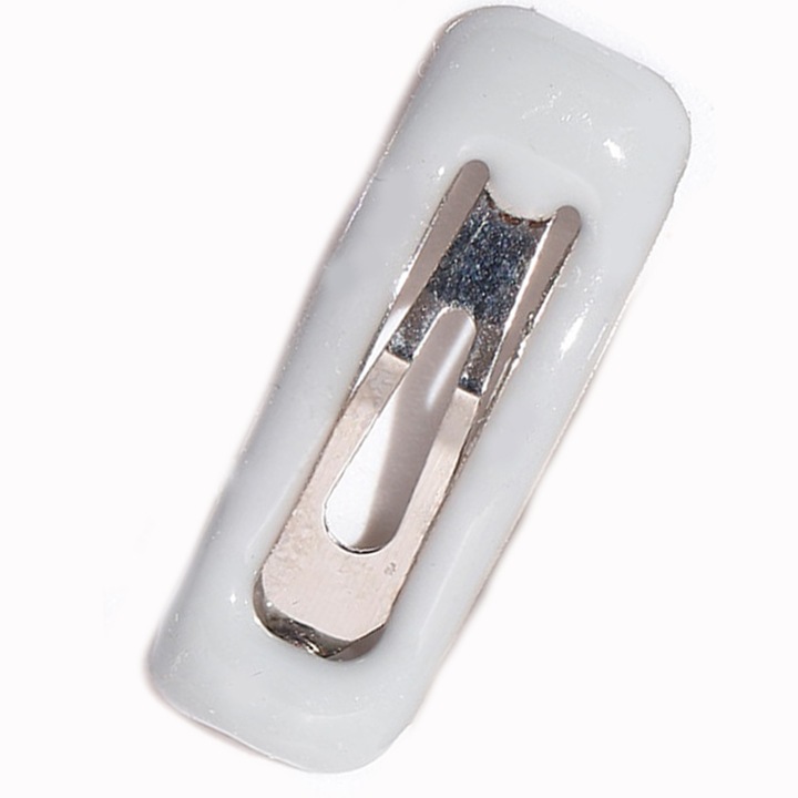 Agrafe par dreptunghiulare, Plastic si Metal, alb fildes, pentru par slab, set de 2 bucati