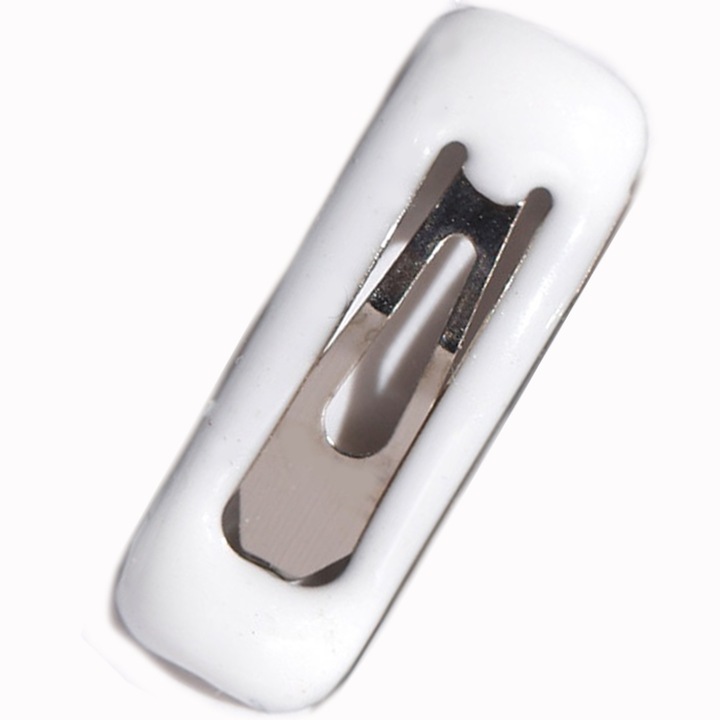 Agrafe par dreptunghiulare, plastic-metal, pentru par slabit si breton, alb