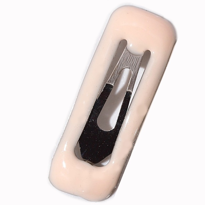 Clama de păr dreptunghiulară, plasti, coral deschis