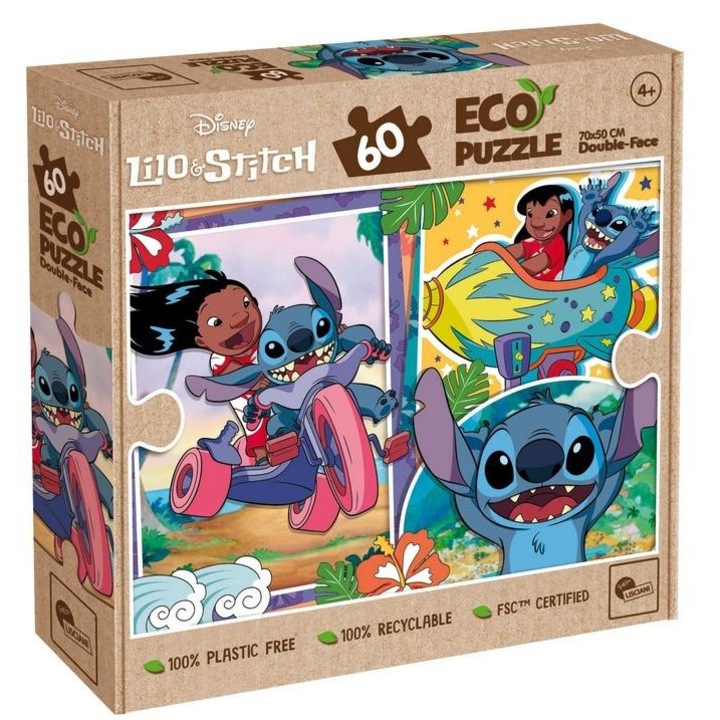 60 darabos kétoldalas Eko, Lisciani kirakós, 70x50cm, 4+ éves kortól