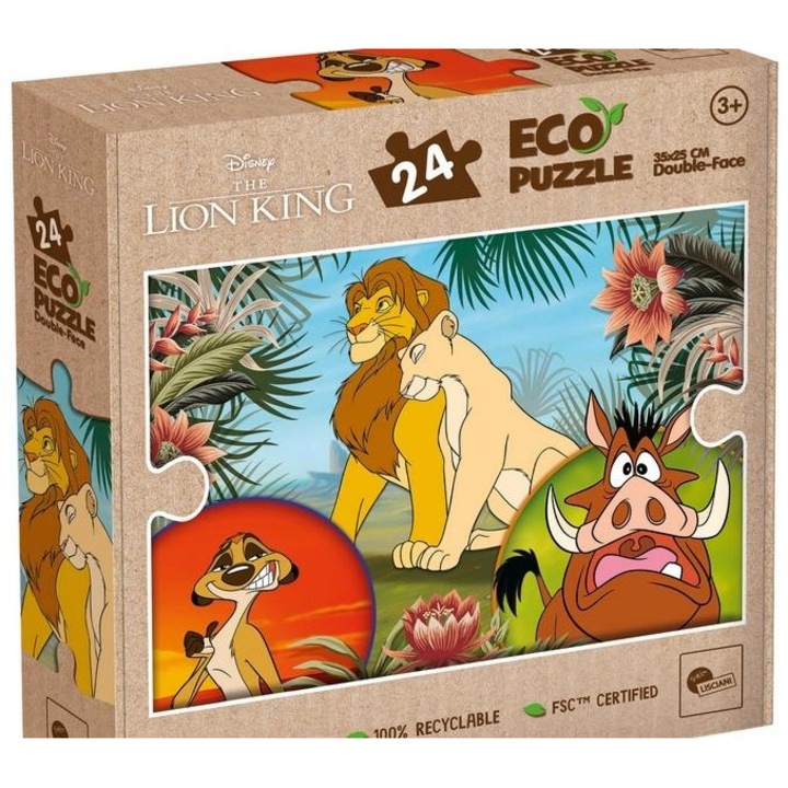 24 elemes Krol lew Eko kirakó, Lisciani, 70x50cm méretű, 3+ éves kortól ajánlott