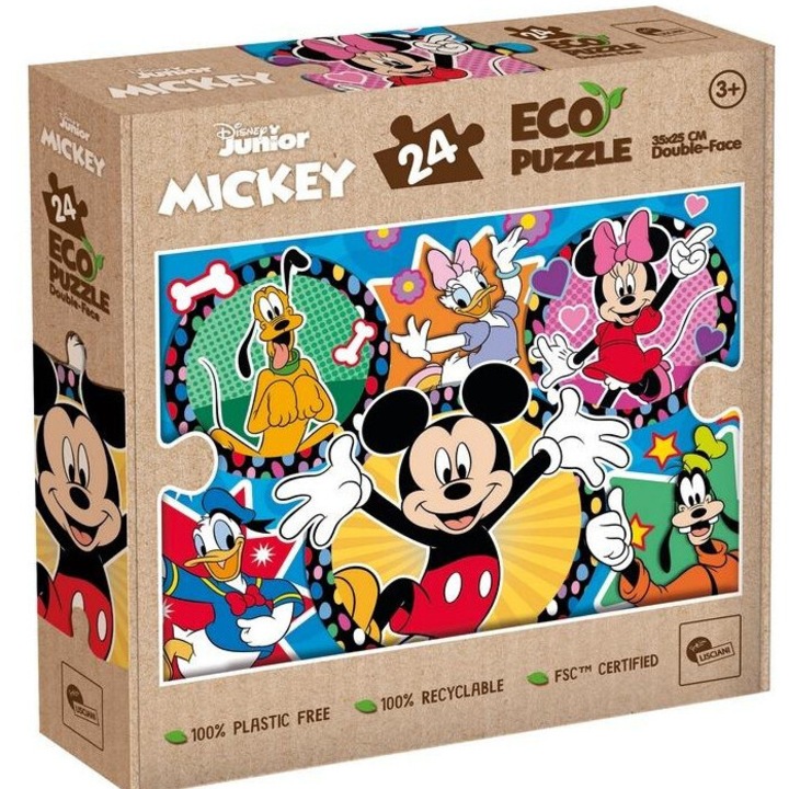 24 elemes puzzle Myszka Miki Eko, Lisciani, 70x50cm, dwustronde készlet