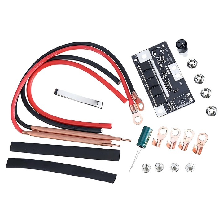 Aparat de sudura in puncte 12V, Folosit pentru sudarea 18650/26650/32650 si alte baterii cu litiu, 5 niveluri de putere, Stabilizati, Declansati automat sudarea prin puncte, Orber, Negru