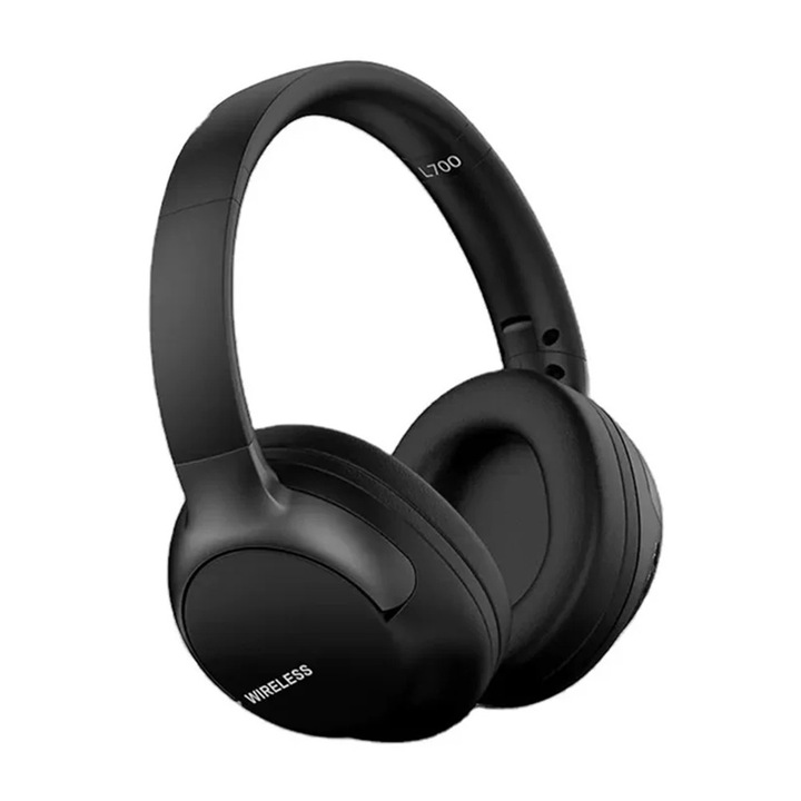 Vezeték nélküli fejhallgató JUP L700 Wireless On-Ear *2307006, 9D sztereó hang, Bluetooth 5.1, Összecsukható, Zajcsökkentés, Fekete