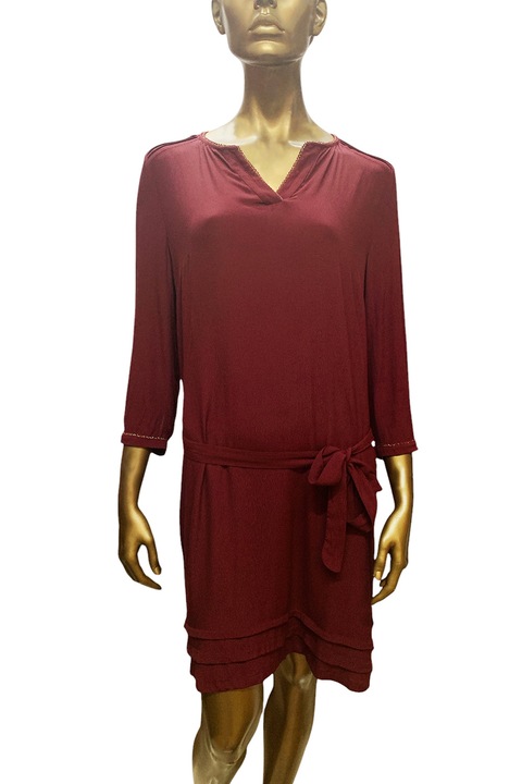 Rochie dama ETAM R Louisa, maneci 3/4, decolteu in V, Rosu