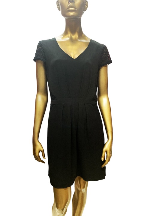 Rochie dama ETAM R Janna, Maneca scurta, Decolteu in V, Dantela, Negru