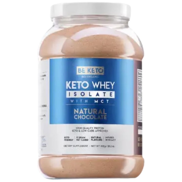 Хранителна добавка Be Keto Keto Whey Isolate plus MCT, Натурален Шоколад, 800 грама