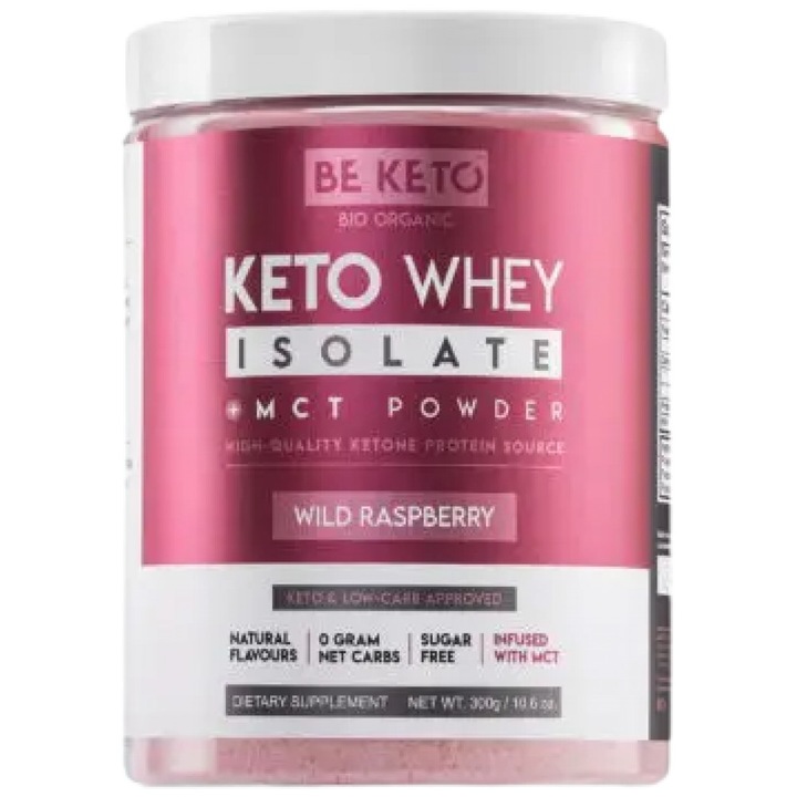 Хранителна добавка Be Keto Keto Whey Isolate plus MCT, Малина, 300 грама
