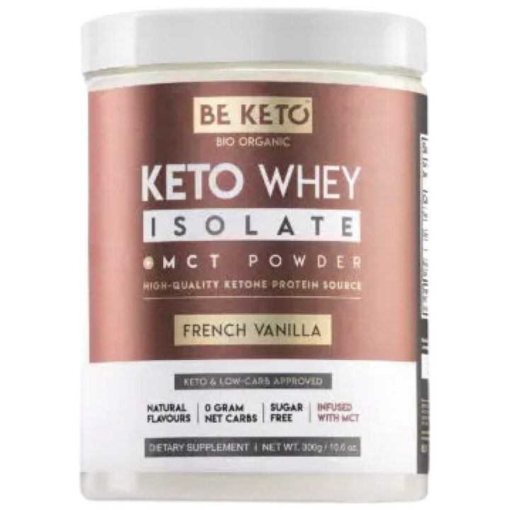 Хранителна добавка Be Keto Keto Whey Isolate plus MCT, Френска ванилия, 300 грама