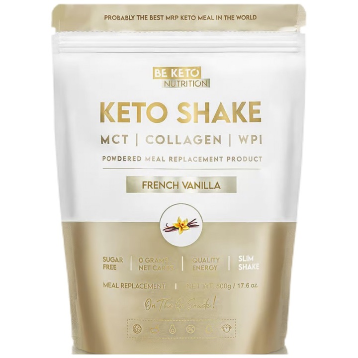 Supliment alimentar, Be Keto Diet cu MCT, Colagen si WPI, Vanilie Franceza, 500 de grame