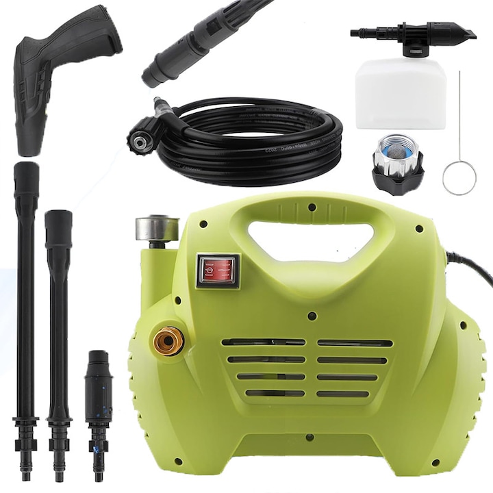 1300 PSI, 1,8 GPM, преносим уред за почистване под налягане с манометър и дюза за пяна, 4,8 м маркуч