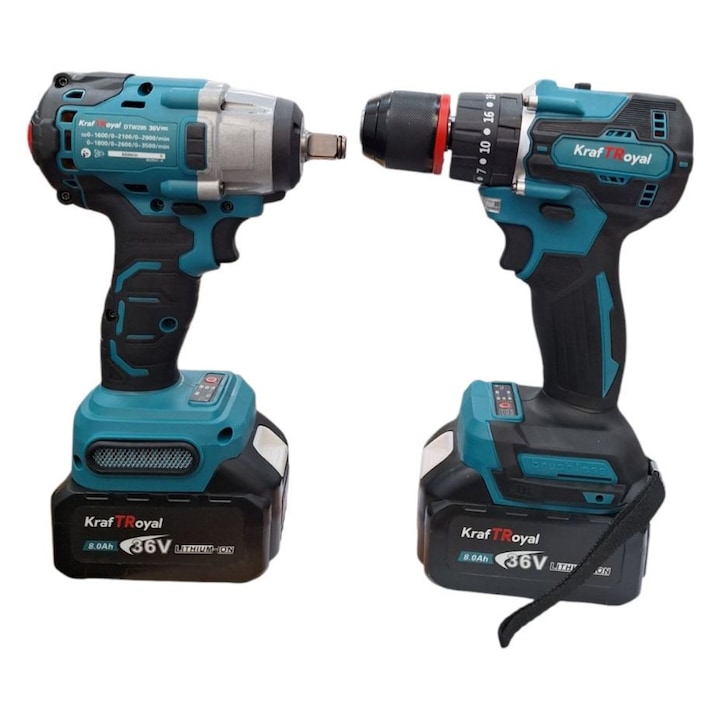 Гайковерт и винтоверт, Kraft Royal, Акумулаторни, Ударни, Зелени, 36VDC, 8Ah, К-т
