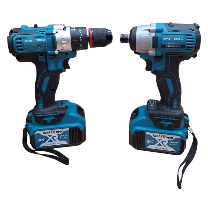 Гайковерт и винтоверт, Kraft Royal, Акумулаторни, Ударни, Зелени, 36VDC, 8Ah, К-т