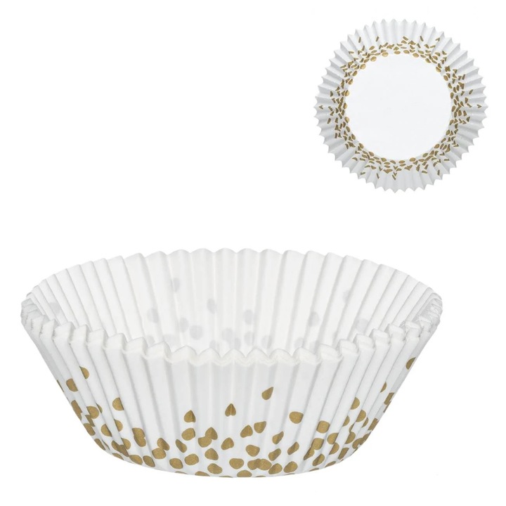 Forme de Copt din Hartie Alba cu Buline Aurii Ø10.5cm - 100buc