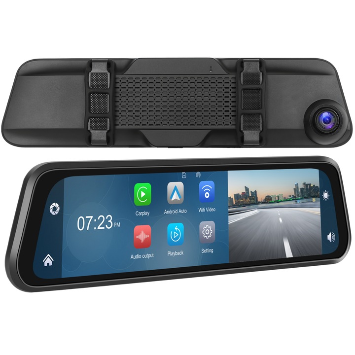 Camera auto DVR Smart cu ecran HD de 12” cu CarPlay si Android auto Wireless