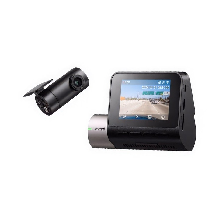 Camera auto fata/spate Xiaomi 70Mai A510-1, 5/2 MP, Bluetooth, GPS Logger, ADAS, unghi vizualizare 140 grade, slot card, USB Type-C