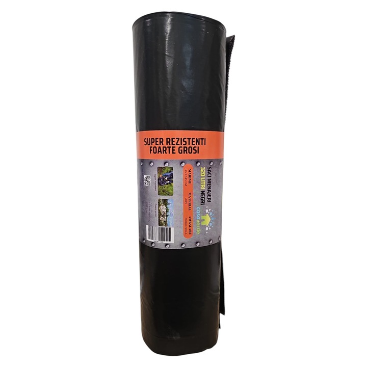 Saci menaj, LDPE, Negru, 320L 10 bucati/rola