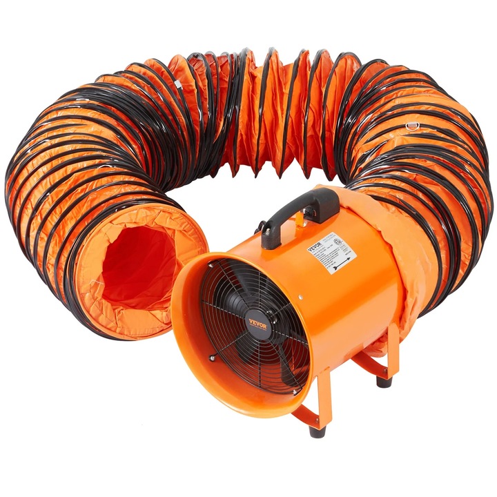 Hordozható szellőztetőrendszer, 300 W, 1720 CFM, 10 m-es tömlővel, acél, narancssárga