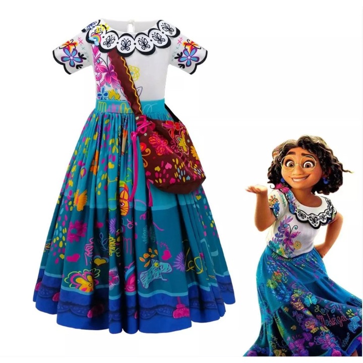 Costum rochie cosplay Mirabelcu fata rochie cu geanta eleganta tinuta fetita nunta serbare gradinita zi de nastere bal mascat Halloween cadou fani rochie costum petrecere tematica Disney, L(7-9 ani)