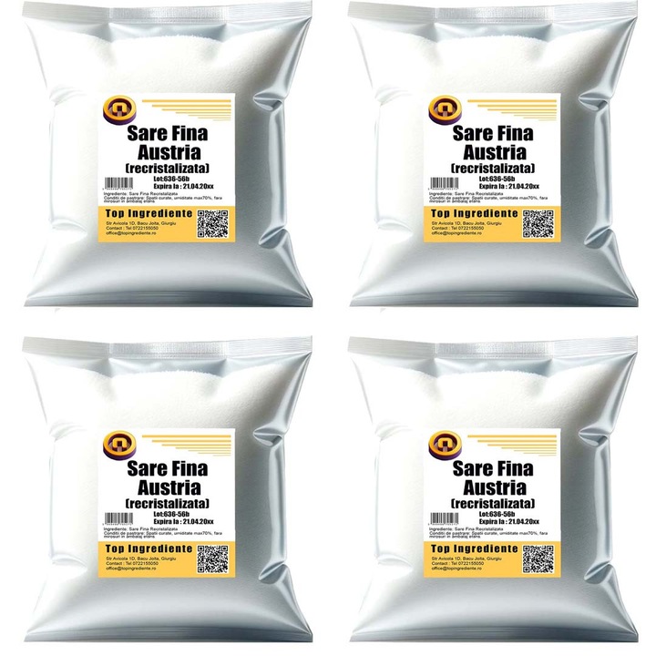 Pachet 4X1kg Sare Gourmet Recristalizata din Austria - Extrafina & Naturala - Neiodata