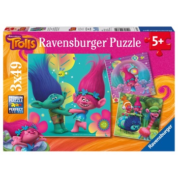 Puzzle Ravensburger - Trolls, 3 in 1, 3x49 piese Puzzle Ravensburger - Trolls, 3 in 1, 3x49 piese