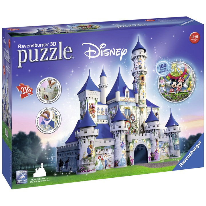 Пъзел 3D Ravensburger - Замък Disney, 216 части