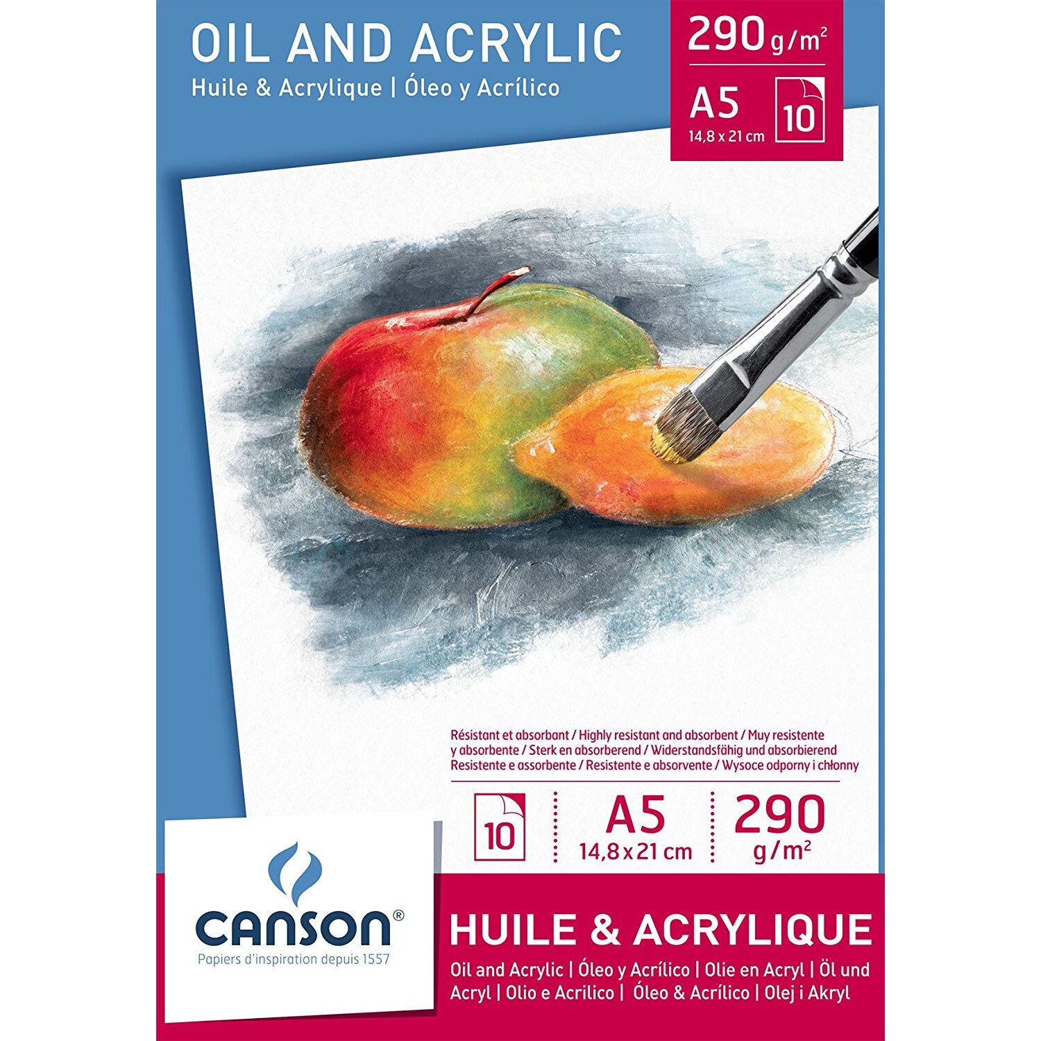 Bloc de desen Huile & Acrylique, A5, 290 g/mp, 10 file, CANSON