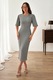 Rochie Dama, Lunga, Eleganta, Maneci Scurte Bufante, Gri