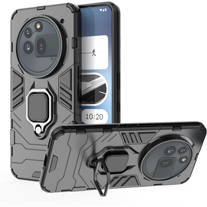 Кейс за Nothing Phone (3a) Pro Ring Armor Kickstand Tough, Черен