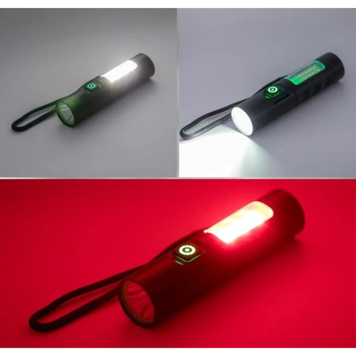 Акумулаторно фенерче с 6 светлинни функции USB зареждане 12 см