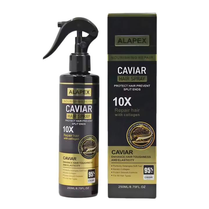Spray Profesional pentru par cu Caviar, Hidratare Rapida, Reparare Intensiva si Stralucire Naturala | Pentru Par Uscat, Deteriorat sau Vopsit, 250ML, CEZI