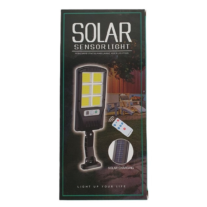 Lampa LED solara stradala, Putere 36 W, Senzor de miscare si lumina crepuscular, Telecomanda, Negru