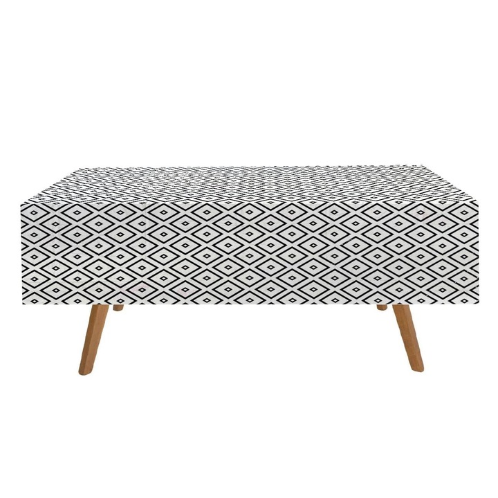 Műanyag terítő Azték mintás fekete-fehér 183x137cm