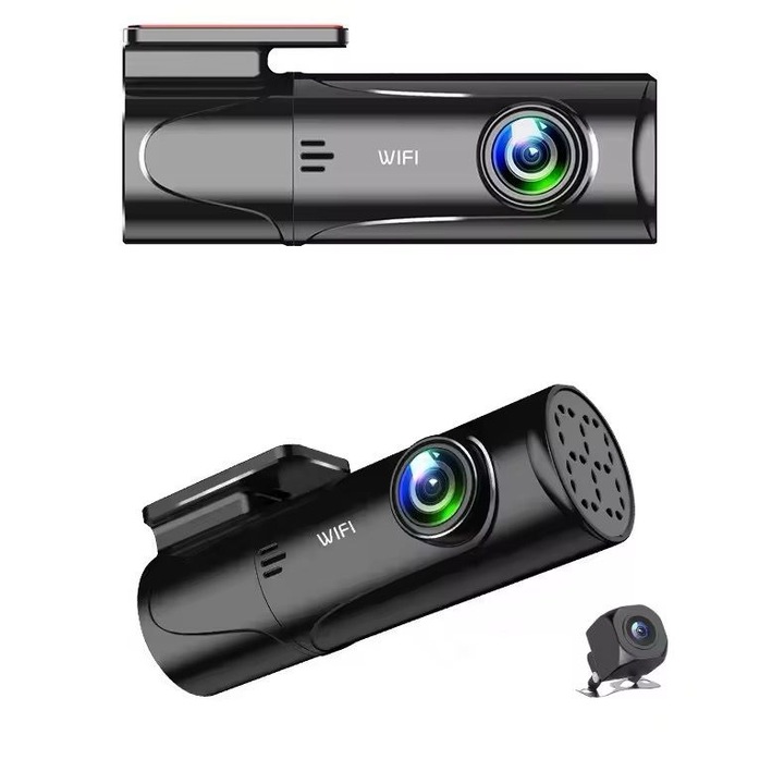 Видеорегистратор K34 AMYMAT Full HD 4K UHD с Wi-Fi GPS, Sony Starvis нощен сензор, 3" сензорен екран, 24/7 режим на паркиране, откриване на сблъсък, 256GB Pro капацитет