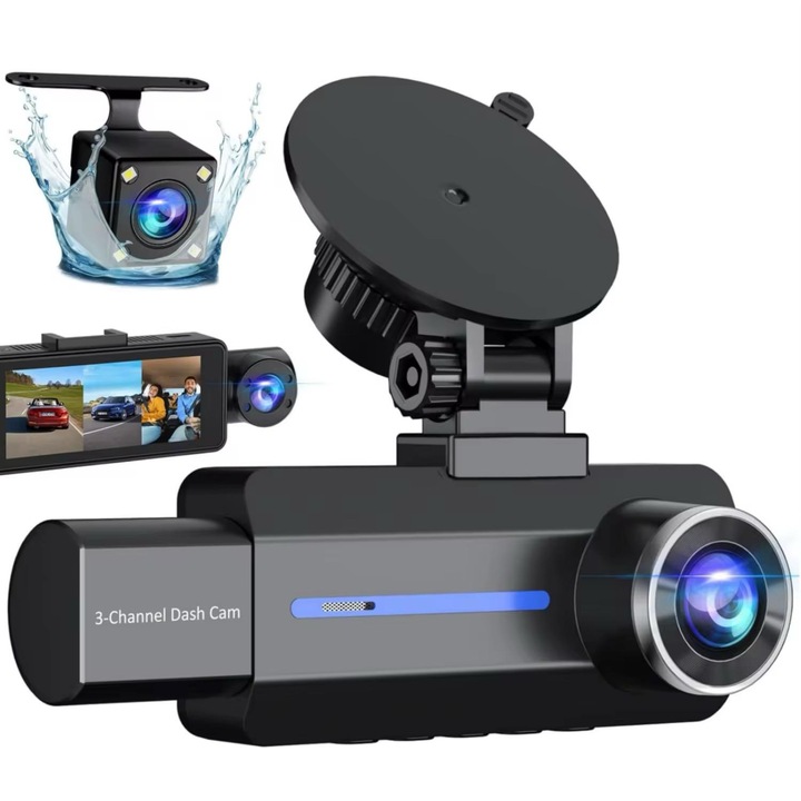 Видеорегистратор DVR J07 4K AMYMAT UHD камера с два обектива, WiFi и сензорен екран – запис отпред и отзад, нощно виждане, наблюдение на паркирането, управление с приложение