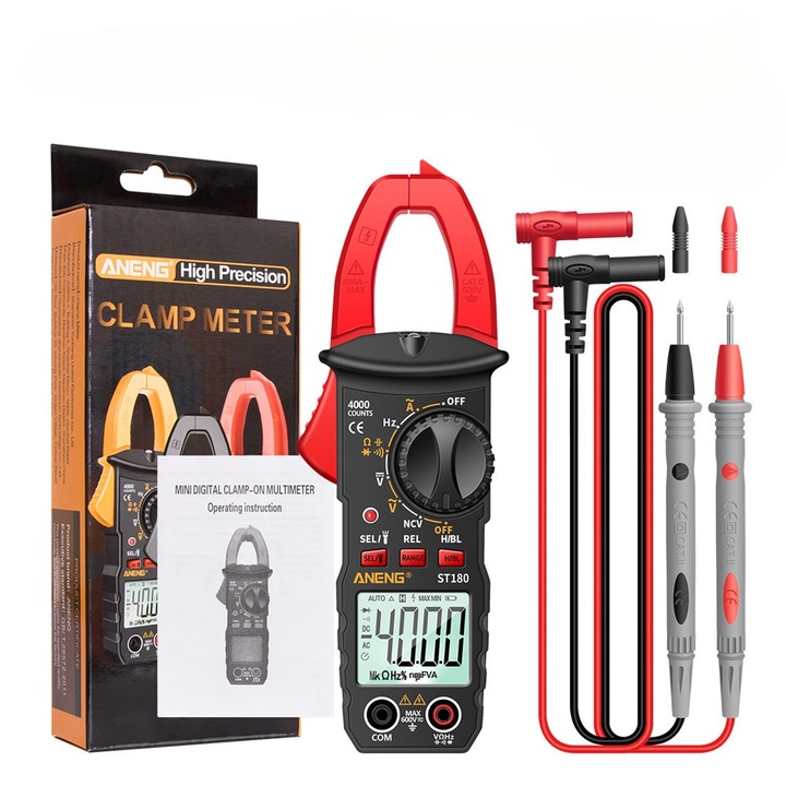 Цифров мултицет ANENG, измерване на AC/DC, LCD дисплей, дизайн с клещи, 4000 измерени стойности