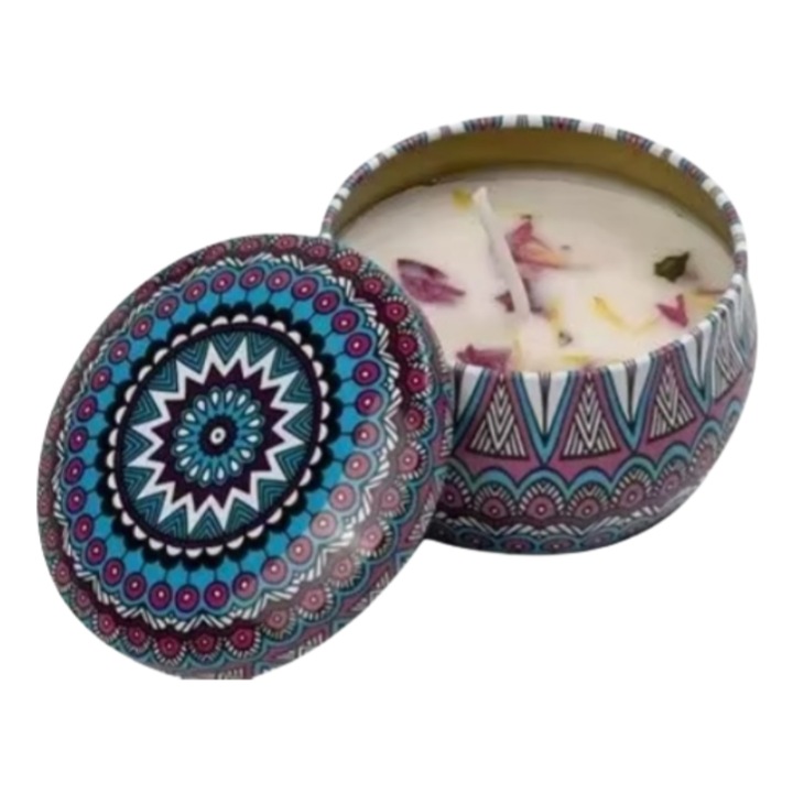 Ароматна свещ, 160 г, соев восък, метален дизайн, оранжево, антистрес