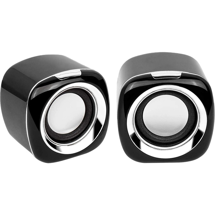 Mini USB PC hangszórók, tiszta sztereó hangzás, fekete, kompakt