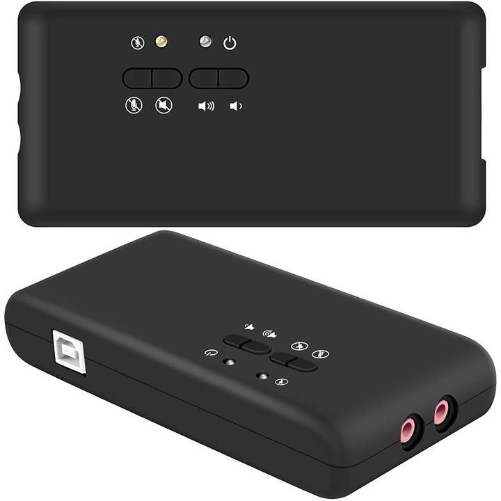 Външна USB 7.1 звукова карта (8 канала) - 7.1 канален USB звук - Динамичен 3D съраунд звук до 8 високоговорителя Аналогово и цифрово аудио оборудване