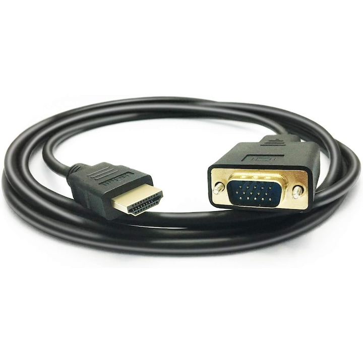 HDMI към VGA кабел, 1080P HDMI мъжки към VGA мъжки видео конвертор кабел M/M VGA адаптер, съвместим с HDMI настолен компютър, лаптоп, DVD към 15-пинов D-SUB VGA HDTV монитор/проектор - 6 фута