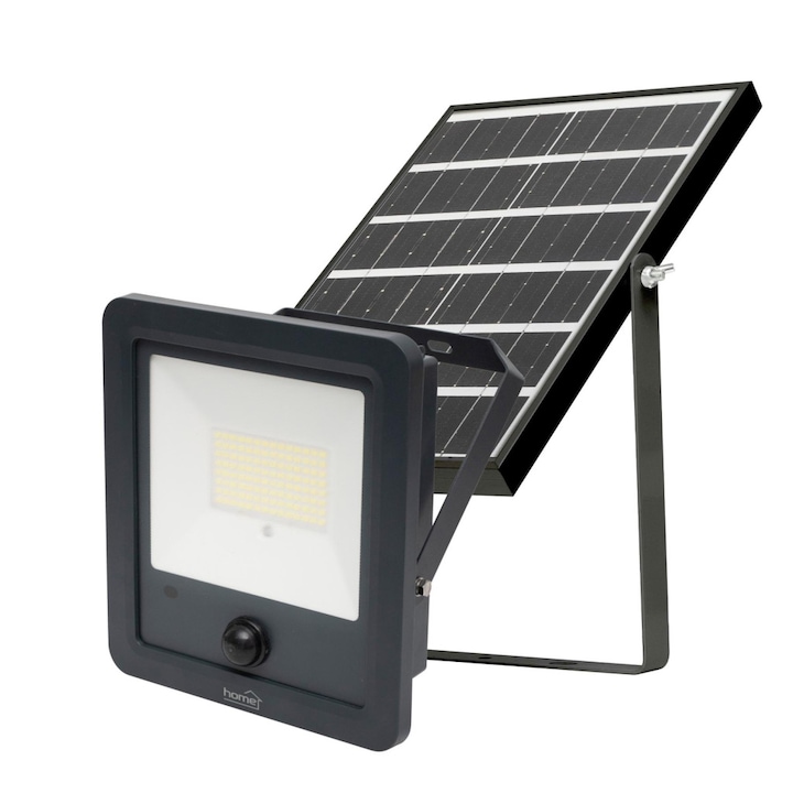 Соларен LED прожектор Home FLP600SOLAR, 40 SMD светодиода, 600lm, сензор за движение, IP65 защита, соларен панел, дистанционно управление