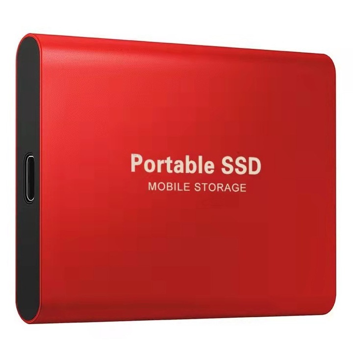 Külső merevlemez SSD, alumínium, hordozható, USB 3.1, 2 TB, piros