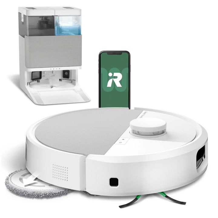 iRobot Roomba Plus 505 Combo Роботизирана прахосмукачка Функция за моп Станция за почистване Картиране на помещения 68dB Бяла