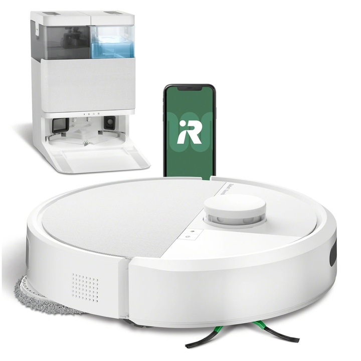 iRobot Roomba Plus 405 Combo Роботизирана прахосмукачка Функция за моп Станция за почистване Картиране на помещения 68dB Бяла