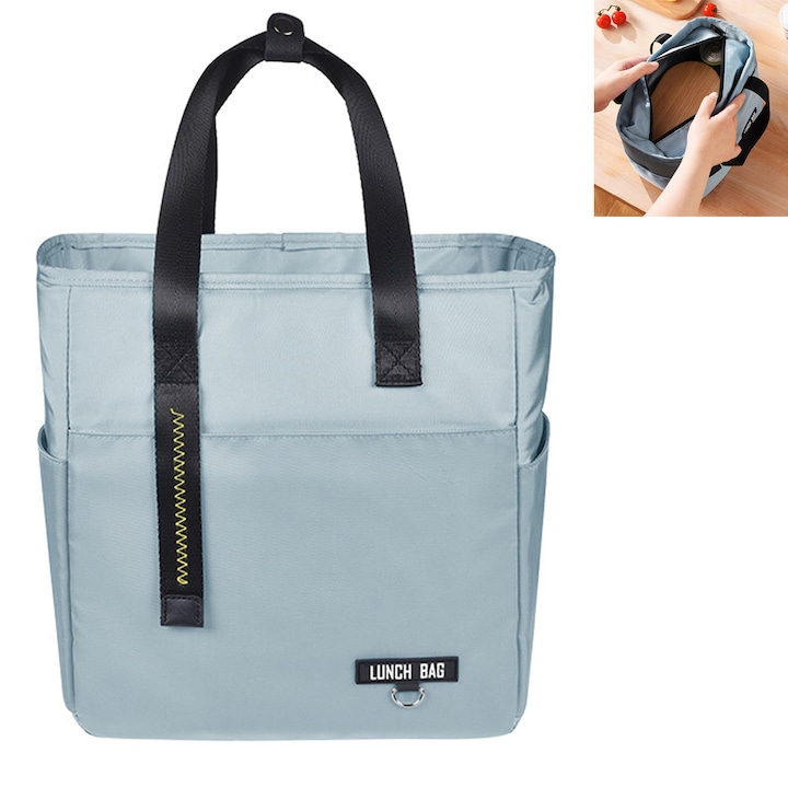Изолирана чанта за пикник, ZGGZERG, Изолирана чанта, Хладилна чанта, С дръжка, Водоустойчива, Удебелен дизайн, Ефективно запазване на топлината, Преносима, За офис, Училище, Пътуване, Оксфордски плат/Алуминий, L, Светлосиня