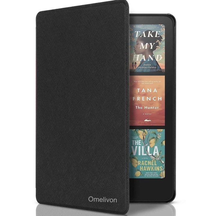 Husa protectoare pentru Kindle 7 inch 12th Gen 2024 si Kindle Colorsoft Signature Edition, Omelivon®, functie auto sleep/wake, piele PU, neagra
