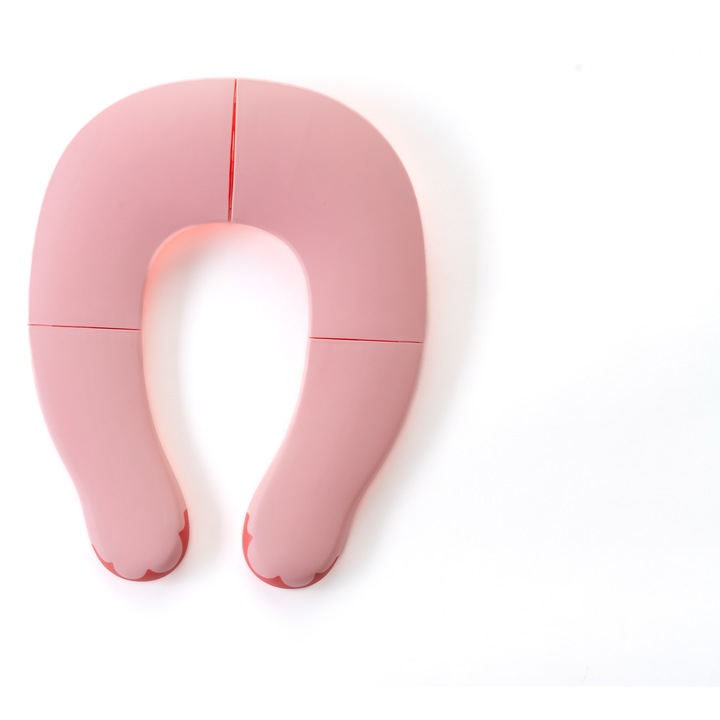 Összecsukható utazó WC-ülőke, gyerekeknek, kerek és ovális WC-ülőkékhez, csúszásgátló szilikonbetétekkel, újrafelhasználható hordtáskával, rózsaszín