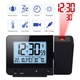 Ceas cu alarma de proiectie, incarcare prin USB Ceas cu alarma dubla cu functie de amanare Proiectie, ecran LCD mare, reglabil, afiseaza monitorul de temperatura umiditate pentru dormitor greu, negru
