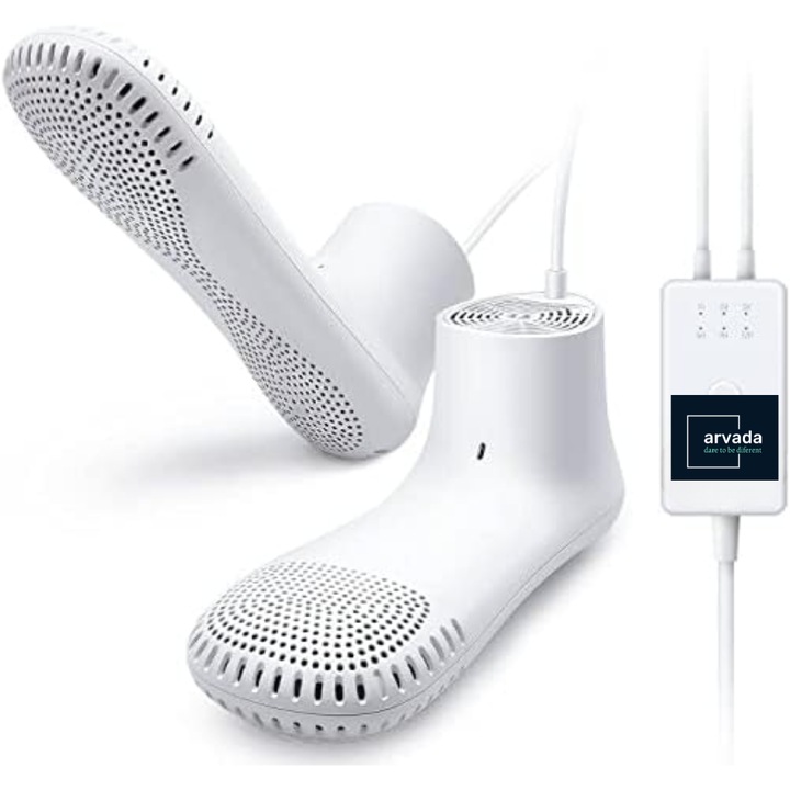 Uscator pentru Incaltaminte, Arvada® Dr Dry Pm20 Uscare Constanta Design Compact 360° Incalzire Uniforma cu Functie de Deodorizare Pentru Uscare Rapida Pentru Pantofi Bocanci Ghete Adidasi Cizme Papuci, Alb