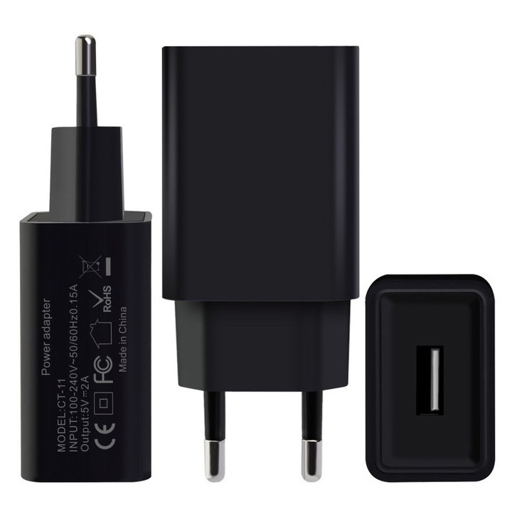 Бързо зарядно устройство Migreen, с USB порт, 5A2V, черно
